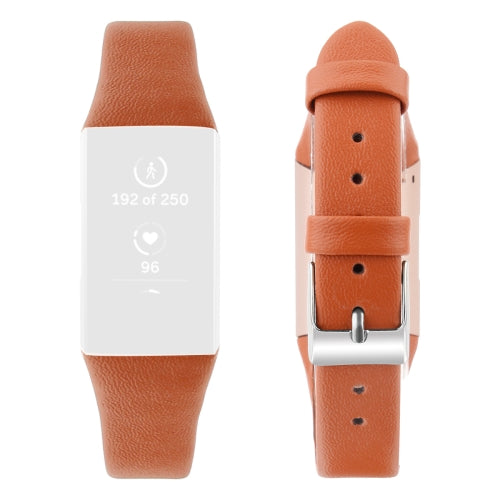 For Fitbit Charge 3 Plastic Leather Strap, Size:L(Brown)