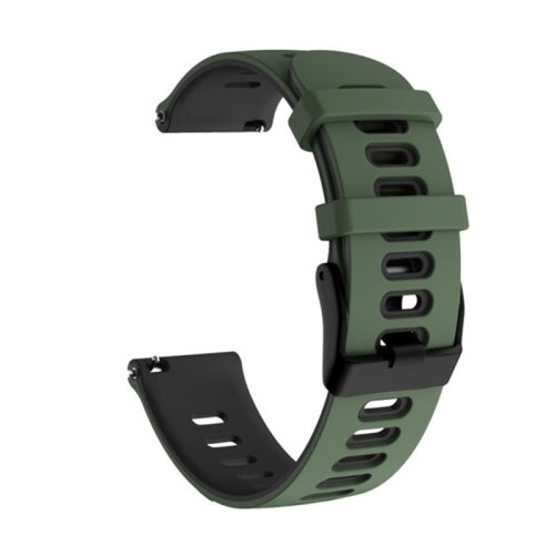 20mm For Huawei Watch GT2e 42mm / Samsung Galaxy Watch Active 2 Silicone Wrist Strap(Army Green+Black)