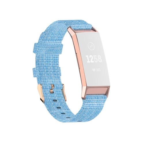 For Fitbit Charge 4 / Charge 3 / Charge3 SE Braided Nylon Strap Plastic Head, Size: Free Size(Light Blue)