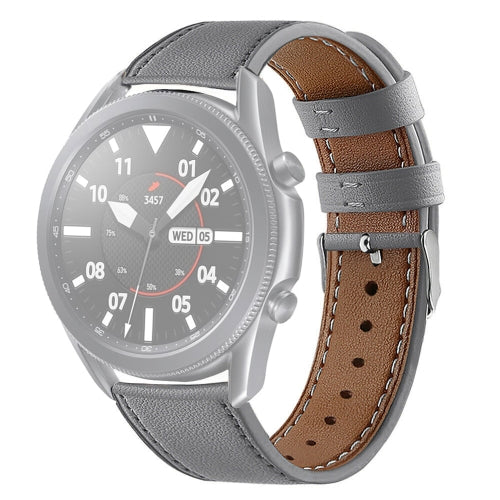 For Galaxy Watch 3 41mm Leather Replacement Strap Watchband(Grey)