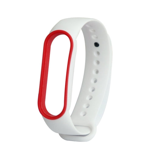 For Xiaomi Mi Band 5 Two-color TPE Replacement Strap Watchband(White+Red)