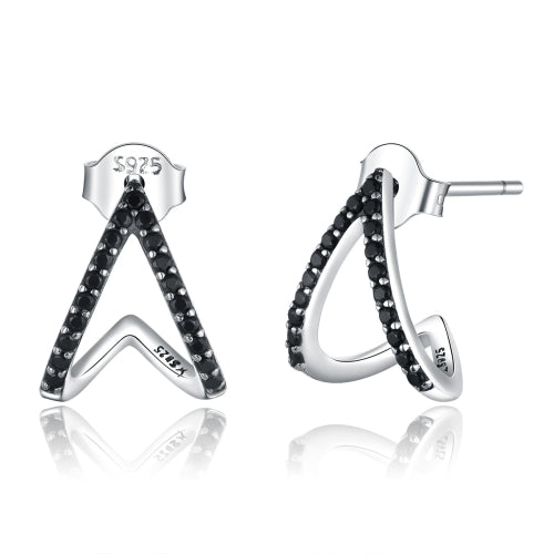 S925 Sterling Silver Simple Geometric Diamond Earrings