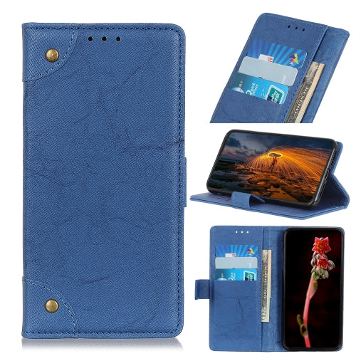 For Huawei Mate 40 Copper Buckle Retro Crazy Horse Texture Horizontal Flip Leather Case with Holder & Card Slots & Wallet(Blue)