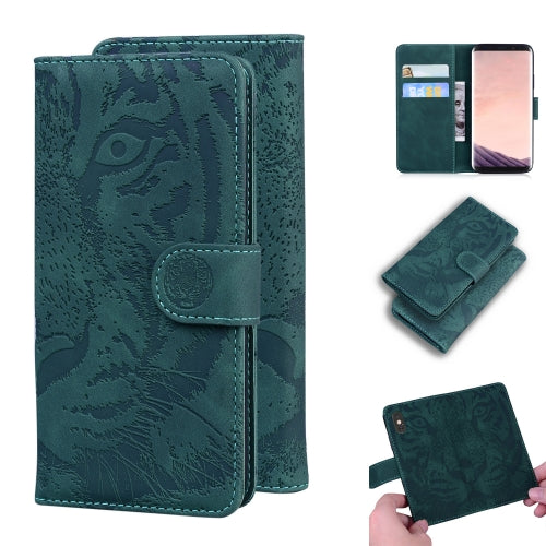 For Samsung Galaxy S8 Tiger Embossing Pattern Horizontal Flip Leather Case with Holder & Card Slots & Wallet(Green)