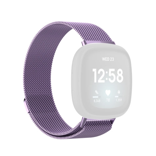 For Fitbit Versa 3 / Fitbit Magnetic Milano Replacement Strap, Size:Large Size(Light Purple)