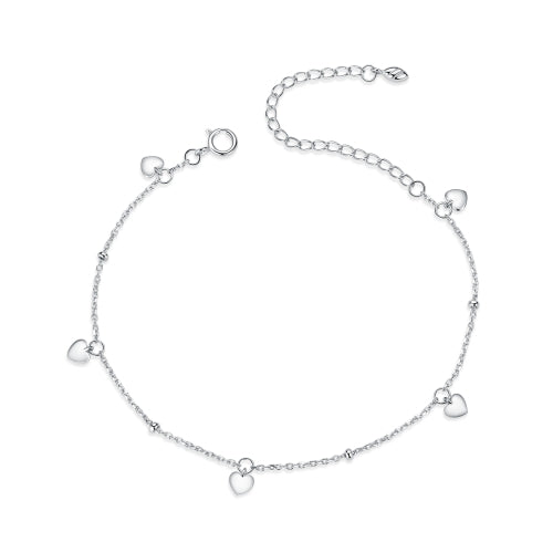 S925 Sterling Silver Platinum Plated Hollow Heart Bracelet