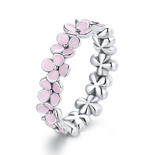 S925 Sterling Silver Pink Wreath Women Ring, Size:8