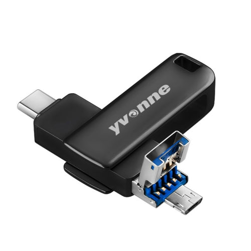 Yvonne Type-C / USB-C + USB + Micro USB OTG Metal U Disk USB Flash Drive, Capacity:32GB(Gun Color)