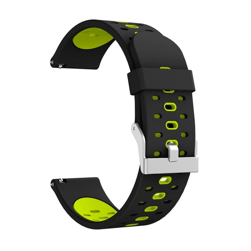 For Samsung Galaxy Watch 3 41mm Three Row Holes Silicone Replacement Strap Watchband(Black Fluorescent Green)