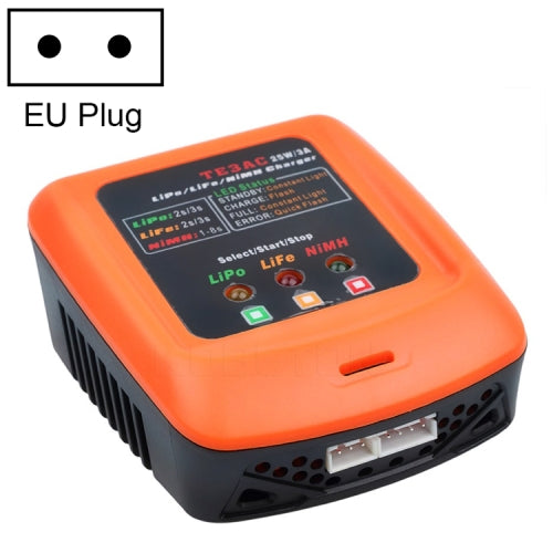 TE3AC 25W 3A LiPo & LiFe (2S / 3S) NiMH (1-8S) Balance Charger, EU Plug