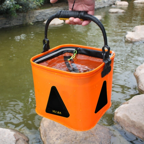 Multi-function Thickening Live Fish Bucket Foldable Waterproof Fishing Storage Bucket with Rope, Size: 22*22 cm, Random Color Delivery