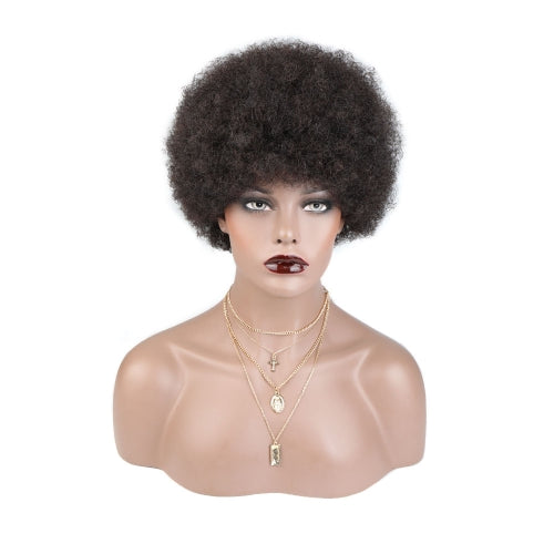 Toocci Ladies Black Fluffy Small Curly Wig Afro Kinky Curly Wig 8 inch Natural Closed Wig