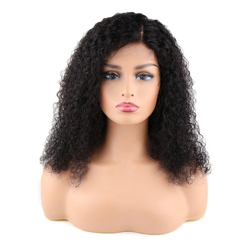 Toocci Ladies Black Mid-point Short Hair Wig Fluffy Small Curly Wig Afro Kinky Curly Wig 18 inch Natural Closed Wig