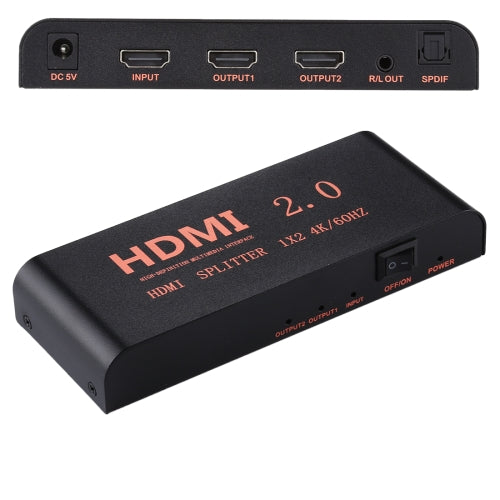 CY-041 1X2 HDMI 2.0 4K/60Hz Splitter, EU Plug