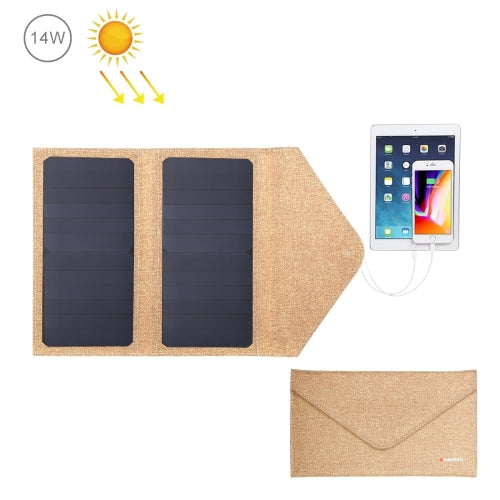 HAWEEL 14W Foldable Solar Panel Charger with 5V / 2.1A Max Dual USB Ports(Yellow)