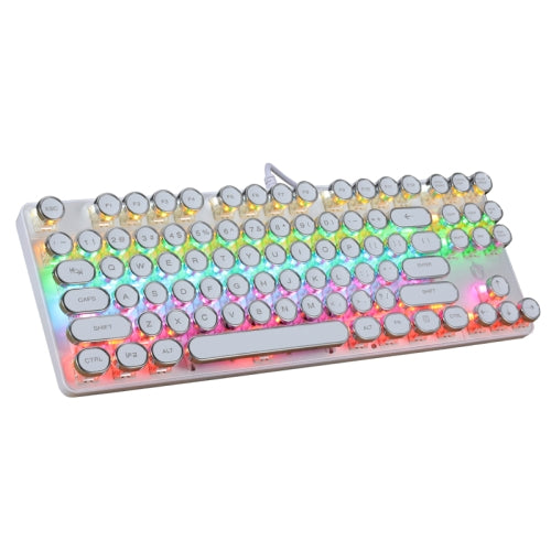 MSEZ HJK917-5 87-keys Electroplated Punk Keycap Colorful Backlit Wired Mechanical Gaming Keyboard, Cable Length: 1.6m(White)