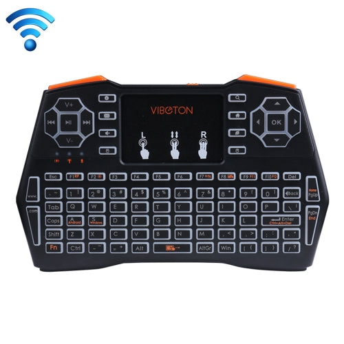 VIBOTON i8 Plus 2.4GHz Mini Wireless Fly Air Mouse Full Keyboard with Backlight & Touchpad & Multimedia Control for PC, TV(Black)