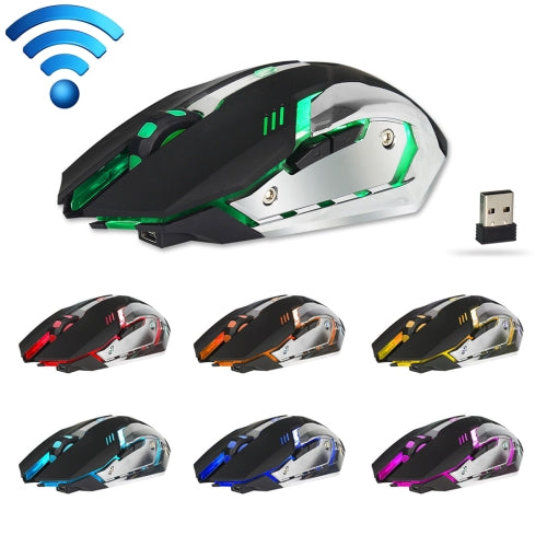 ZERODATE X70 2.4GHz Wireless 6-Keys 2400 DPI Adjustable Ergonomics Optical Gaming Mouse with Breathing Light(Black)