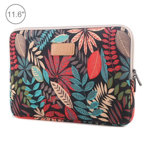 Lisen 11.6 inch Sleeve Case Colorful Leaves Zipper Briefcase Carrying Bag (Black)