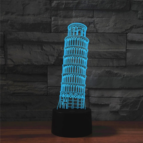 Paris Leaning Tower Shape 3D Colorful LED Vision Light Table Lamp, USB & Battery Version