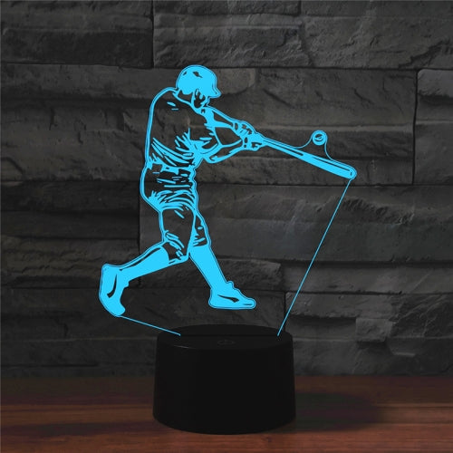 Playing Baseball Shape 3D Colorful LED Vision Light Table Lamp, Crack Touch Version