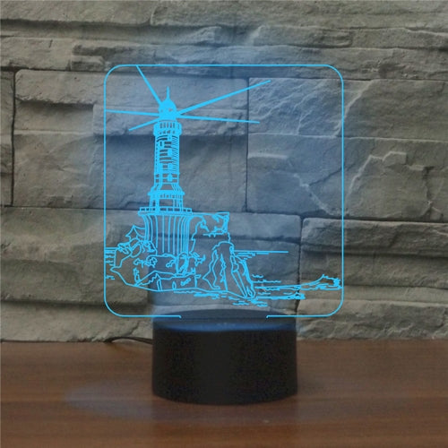 Lighthouse Shape 3D Colorful LED Vision Light Table Lamp, Crack Touch Version