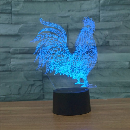 Cock Shape 3D Colorful LED Vision Light Table Lamp, USB & Battery Version