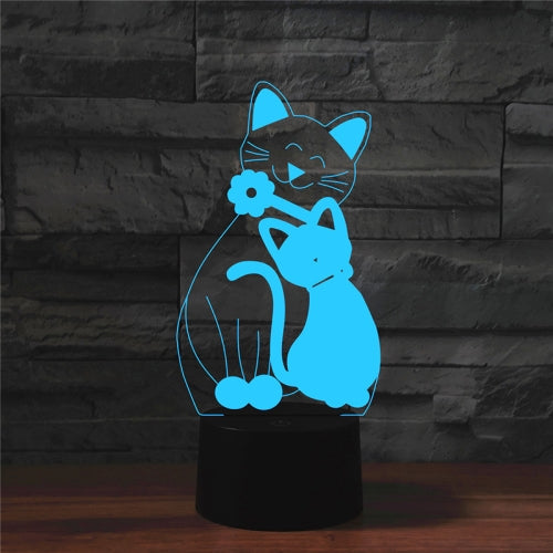 Cat Shape 3D Colorful LED Vision Light Table Lamp, USB Touch Version