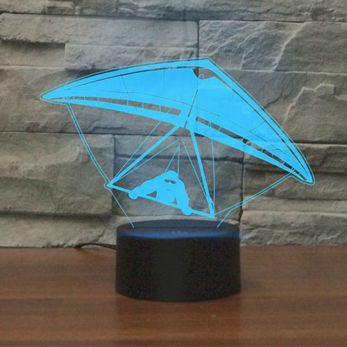 Hang Glider Shape 3D Colorful LED Vision Light Table Lamp, USB & Battery Version