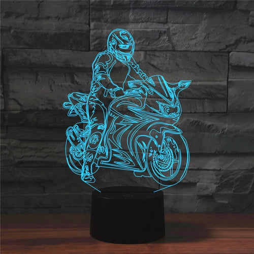 Motorcycle Shape 3D Colorful LED Vision Light Table Lamp, 16 Colors Remote Control Version