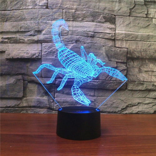 Scorpion Shape 3D Colorful LED Vision Light Table Lamp, USB Touch Version