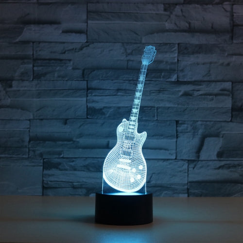 Guitar Shape 3D Colorful LED Vision Light Table Lamp, Crack Remote Control Version