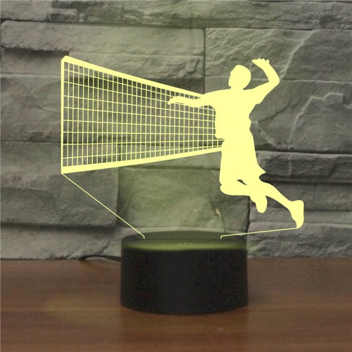 Playing Volleyball Shape 3D Colorful LED Vision Light Table Lamp, USB & Battery Version