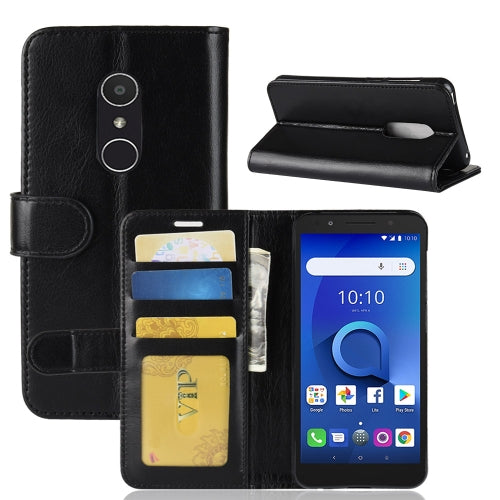 Crazy Horse Texture Horizontal Flip Leather Case for Alcatel 1x, with Wallet & Holder & Card Slots(Black)