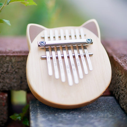 Vvave 8 Key Cat Kalimba Birch Material Thumb Piano Musical Instrument with Learning Book Tune Hammer (BurlyWood)