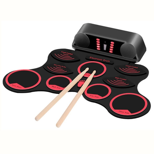 Portable Adult Beginner Children Hand Roll Electronic Drum(Black)