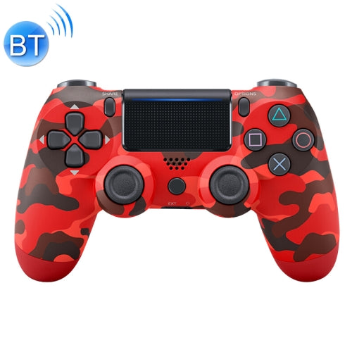 Camouflage Wireless Bluetooth Game Handle Controller with Lamp for PS4, EU Version(Red)