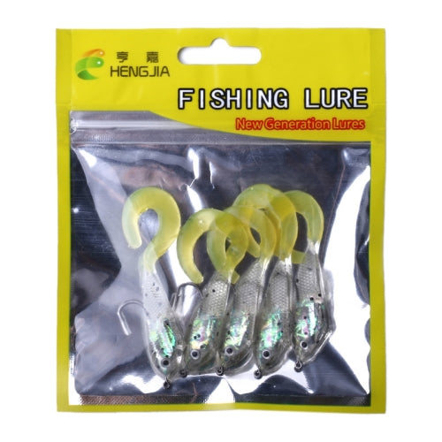 HENGJIA SO051-1 5 PCS 6cm/5g Soft Wrapped Lead Fish Curl Tail Soft Bait with Hook