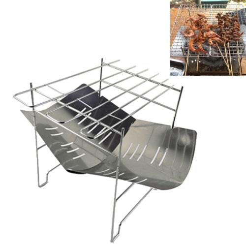 Outdoor Camp Portable Folding Stainless Steel Barbecue Charcoal Grill (Silver)