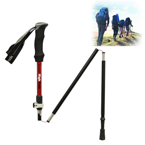 Outdoor Mountaineering Portable Foldable Ultra light Aluminium Alloy Alpenstocks Trekking Poles, Length : 35-125CM (Red)