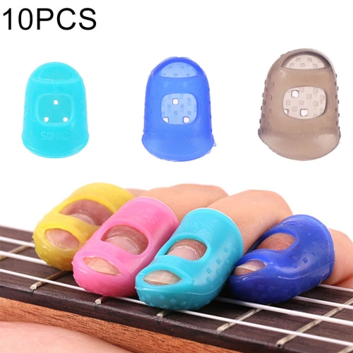 10 PCS Guitar Ukulele Stringed Instrument Finger Protector Anti-pain Finger Cap in Random Color Delivery(Size: M)