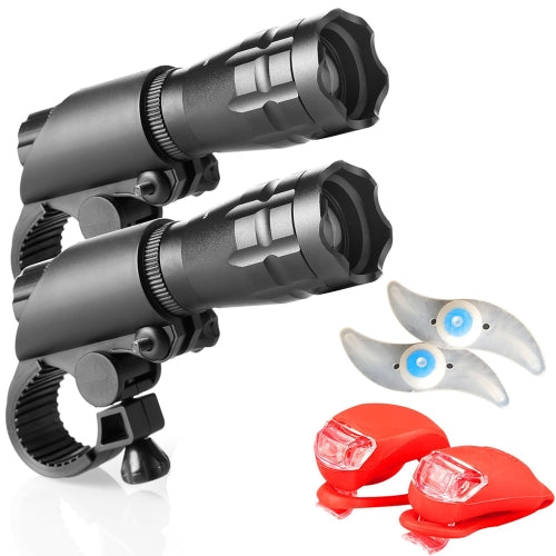 5W Mountain Bike Headlight Charging Zoom Glare Waterproof Flashlight Set (Set Four)