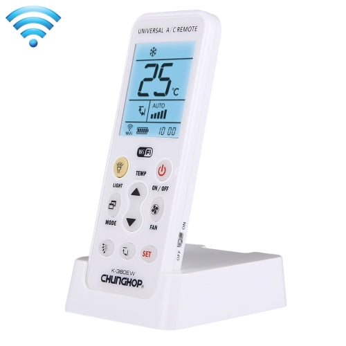 CHUNGHOP K-380EW WiFi Smart Universal LCD Air-Conditioner Remote Control with Holder, Support 2G / 3G / 4G / WiFi Network(White)