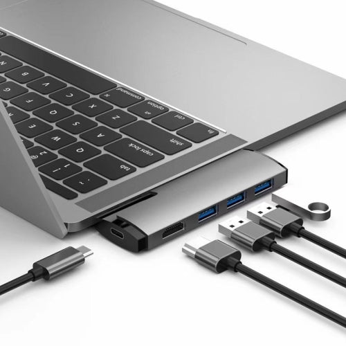 Basix P5 5 In 1 Multi-function Type-C / USB-C HUB Expansion Dock (Grey)