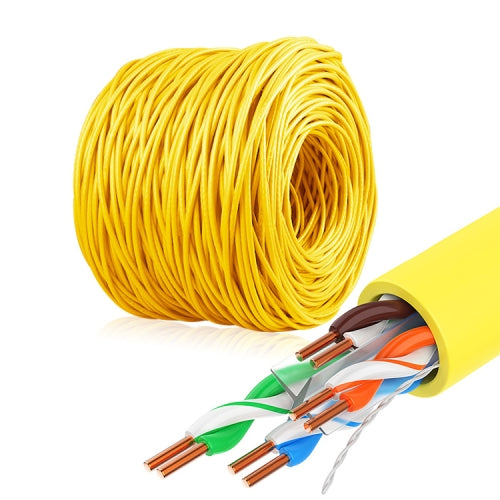 NUOFUKE 056 CAT 6E 8 Core Oxygen-Free Copper Gigabit Home Network Cable, Cable Length: 300m(Yellow)