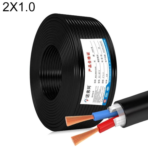 NUOFUKE 100m 2 Core 1 Square Pure Copper RVV Flexible Sheath Flame Retardant Electrical Cable