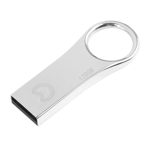 eekoo 128GB USB 2.0 Waterproof Shockproof Metal Ring Shape U Disk Flash Memory Card (Silver)