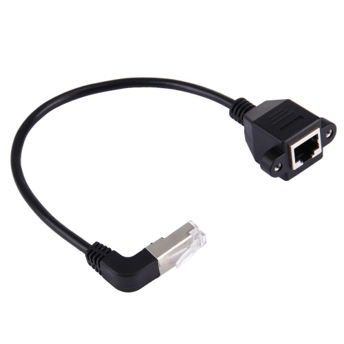 30cm RJ45 Male Bent Upward to RJ45 Female LAN Extension Cable