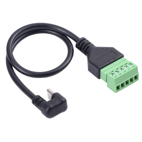 U-shaped Elbow USB-C / Type-C Male to 5 Pin Green Pluggable Terminal Solder-free Connector Cable