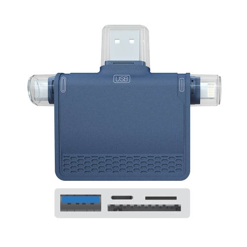 NK-939C 3 in 1 USB to USB-C / Type-C + 8PIN Multifunctional Docking Station (Blue)